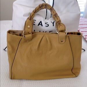 Plinio Visona Italian leather gold satchel/ Tote Bag